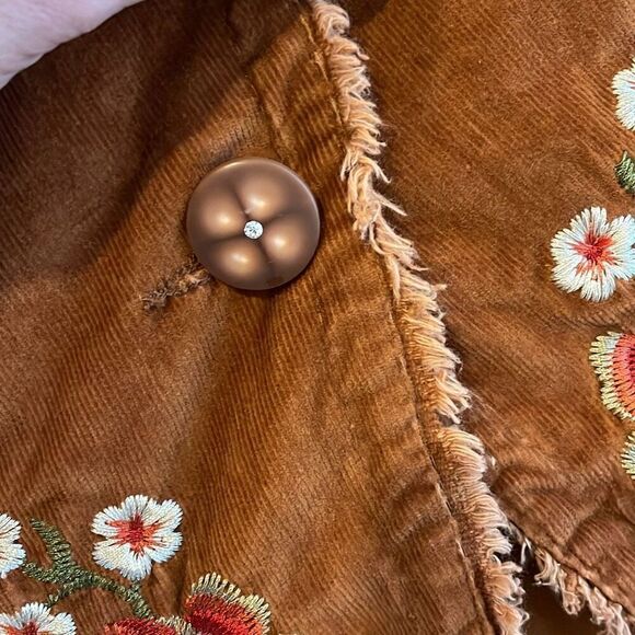 Kikit Jeans Y2K brown corduroy embroidered floral jacket small - Picture 9 of 10